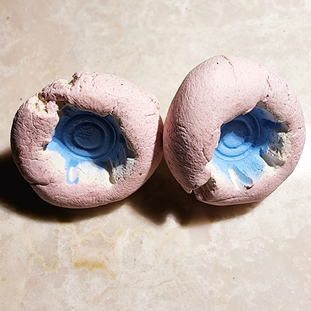 Retro round Soft pink and baby blue clay baked  post earrings, fairycore
